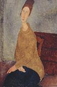Amedeo Modigliani Jeanne Hebuterne with Yellow Sweater (mk39) oil painting